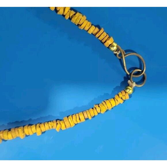 Vintage Boho Moroto Bead Necklace w/ Cute Owl Earrings Mustard Yellow - Picture 14 of 14